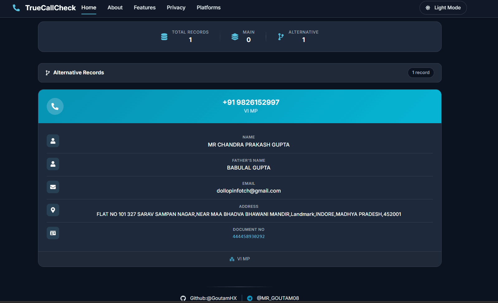 TrueCallCheck Web — screenshot 2