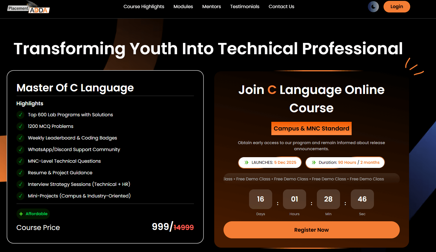 Coaching Institute Landing Page